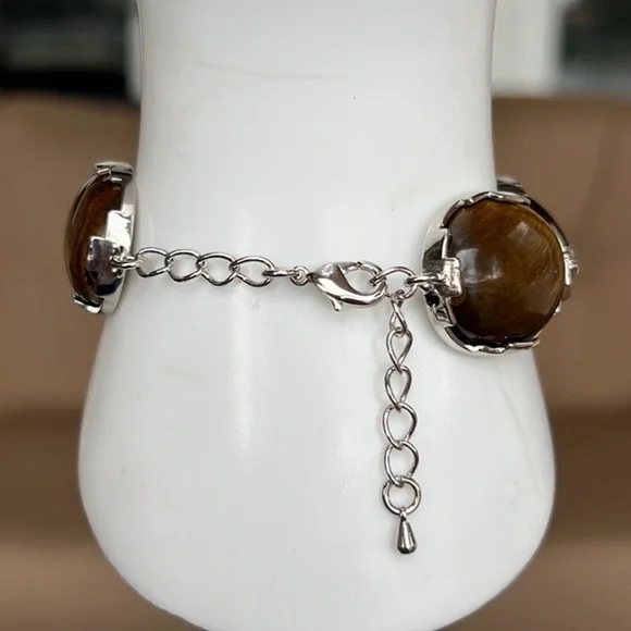 Tiger’s Eye Large Cabochon Silver Bracelet
